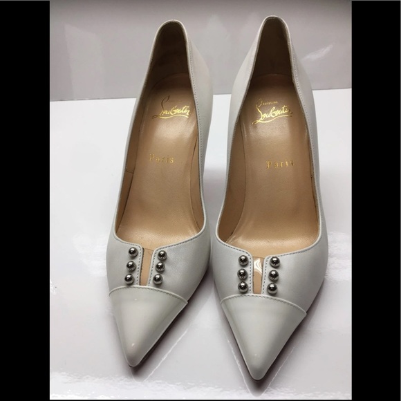 CHRISTIAN LOUBOUTIN Predu Studded Cap Toe wedding Pump Shoes Size 37
